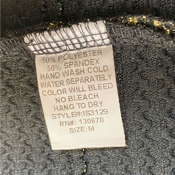 Ina Vintage Black and Gold Bandage Flare Mini Skirt Size Medium - Picture 4 of 10